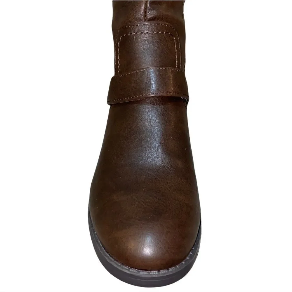 Easy Street Faux Leather Brown Jewel Riding Boots Size 7M New